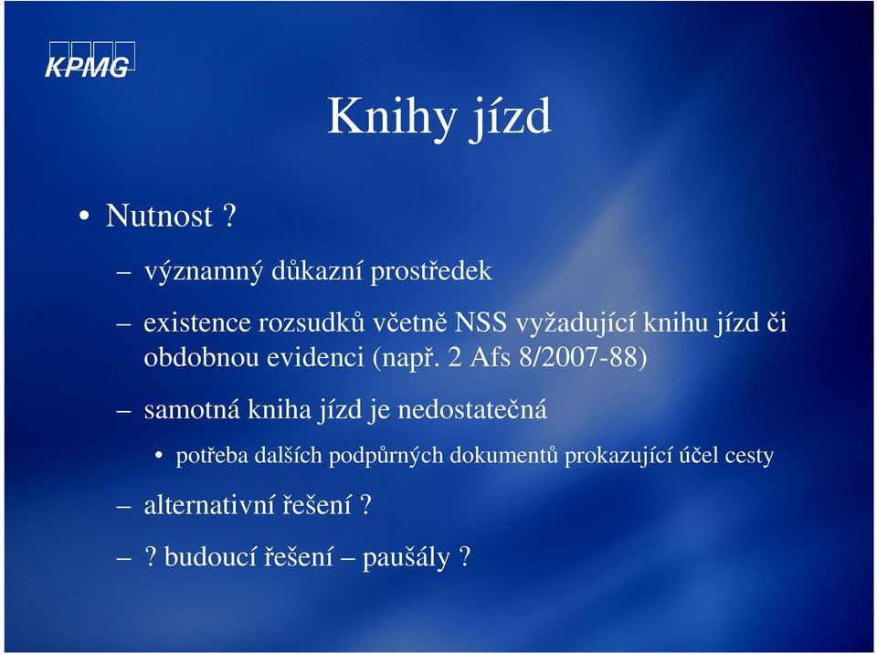 knihu jízd či obdobnou evidenci (např.