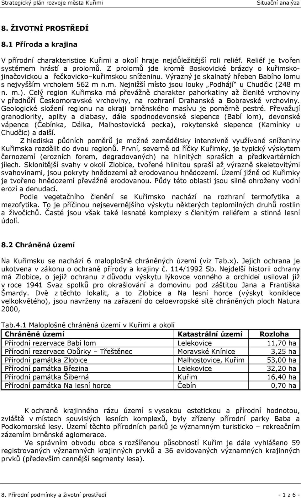 m.). Celý region Kuřimska má převážně charakter pahorkatiny až členité vrchoviny v předhůří Českomoravské vrchoviny, na rozhraní Drahanské a Bobravské vrchoviny.