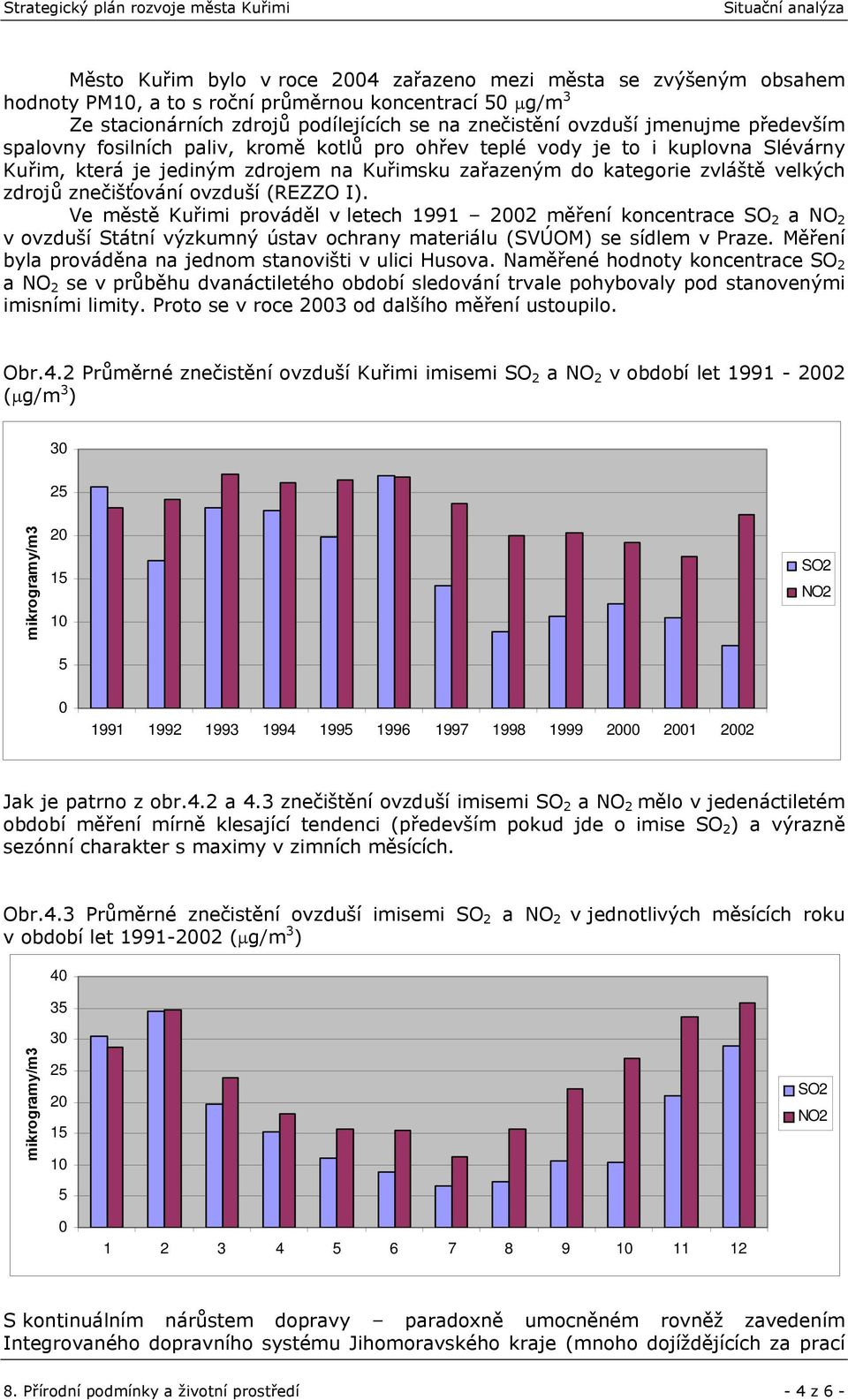 ovzduší (REZZO I). Ve městě Kuřimi prováděl v letech 1991 2002 měření koncentrace SO 2 a NO 2 v ovzduší Státní výzkumný ústav ochrany materiálu (SVÚOM) se sídlem v Praze.