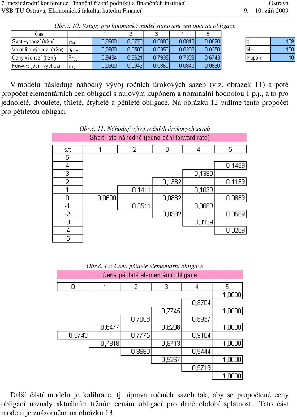 , a to pro jednoleté, dvouleté, tříleté, čtyřleté a pětileté obligace. Na obrázku 12 vidíme tento propočet pro pětiletou obligaci. Obr.č. 11: Náhodný vývoj ročních úrokových sazeb Obr.