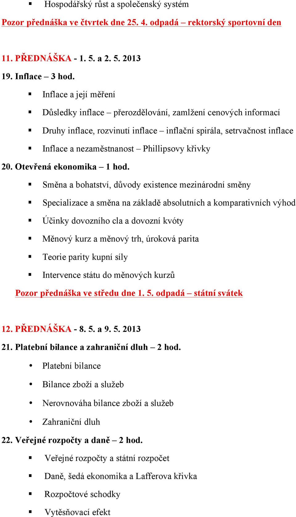 20. Otevřená ekonomika 1 hod.