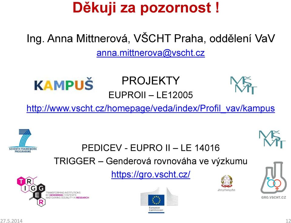 cz PROJEKTY EUPROII LE12005 http://www.vscht.