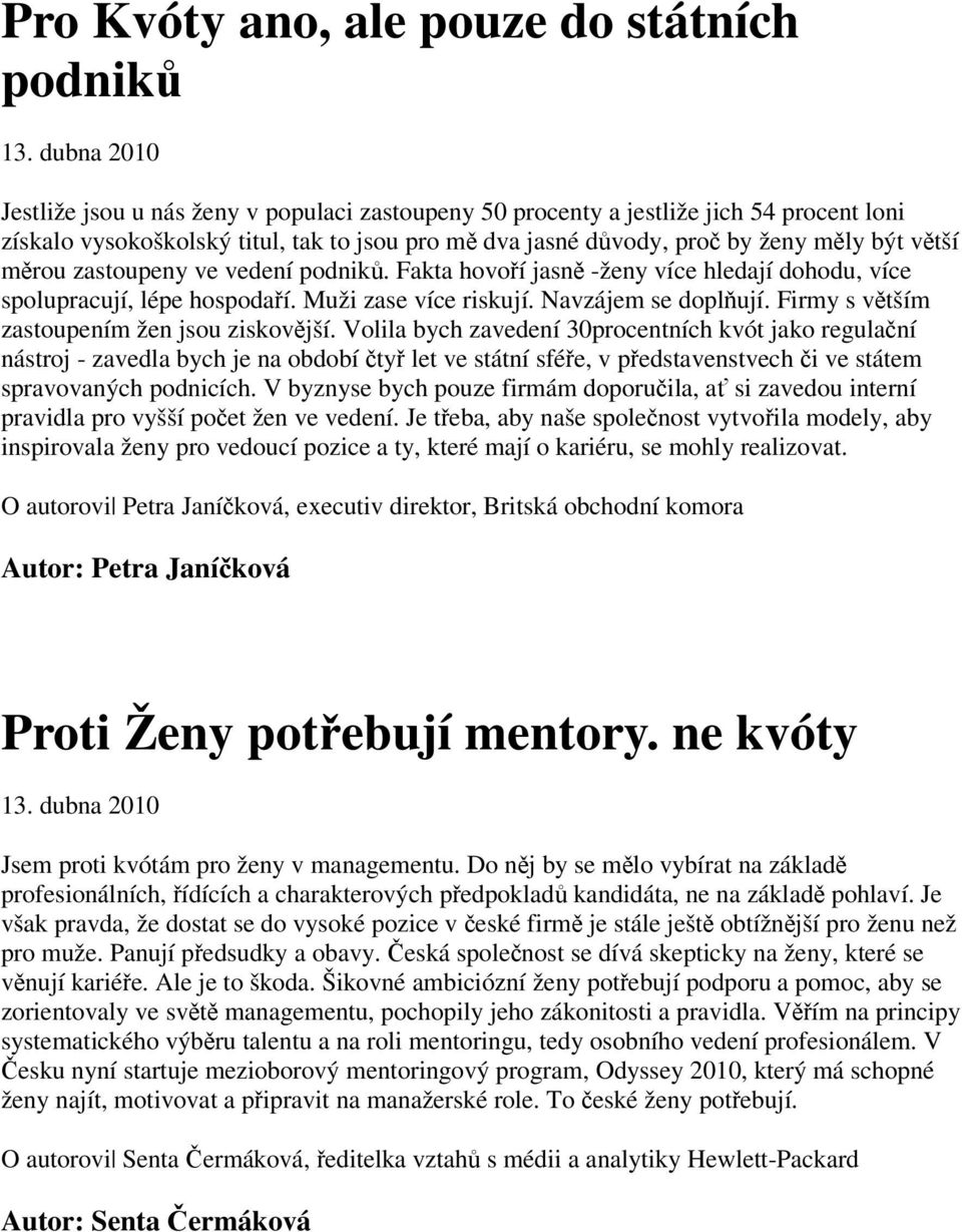 Firmy s vtším zastoupením žen jsou ziskovjší.