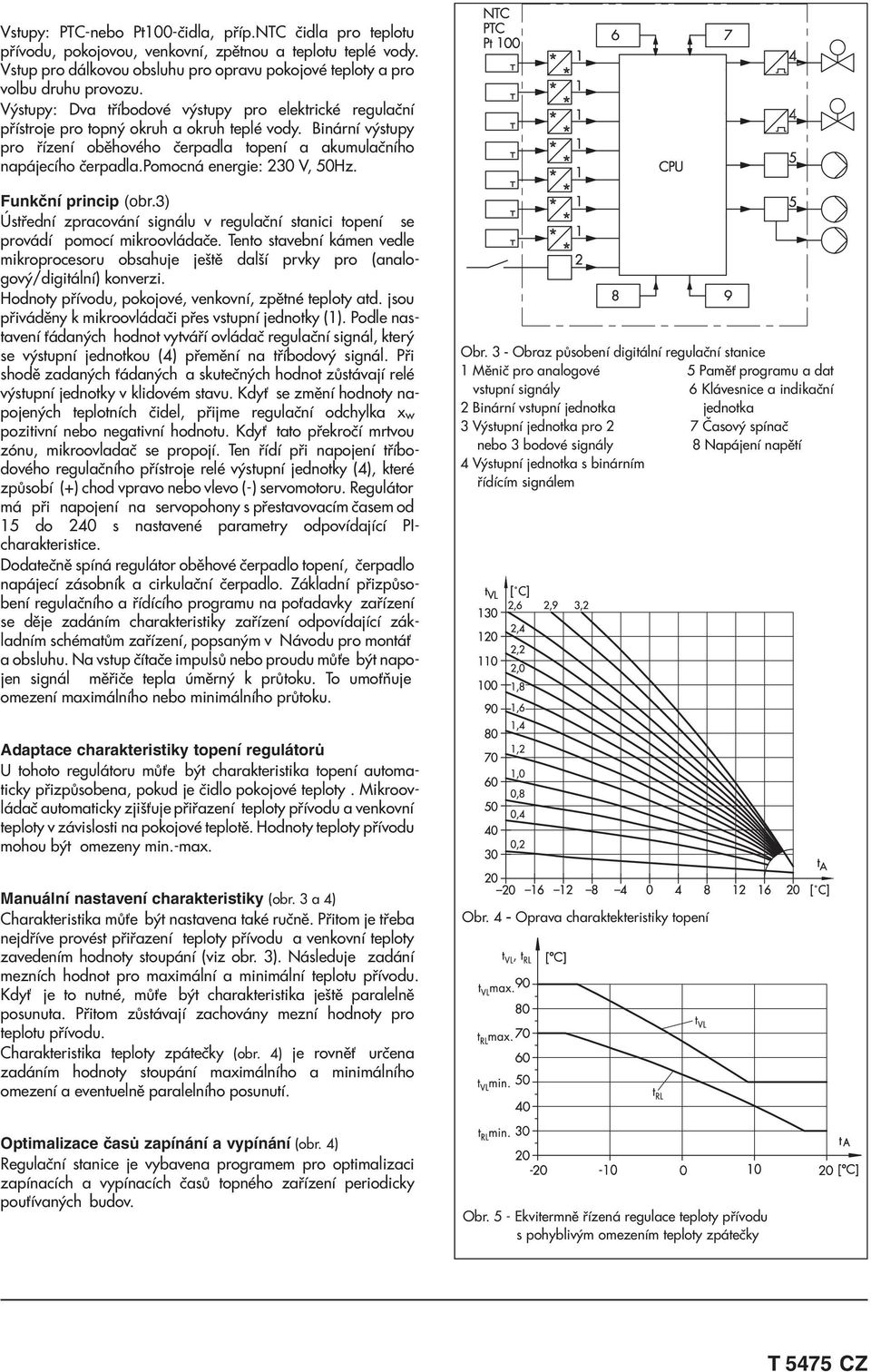 pomocná energie: 230 V, 50Hz. Funkèní princip (obr.3) Ústøední zpracování signálu v regulaèní stanici topení se provádí pomocí mikroovládaèe.