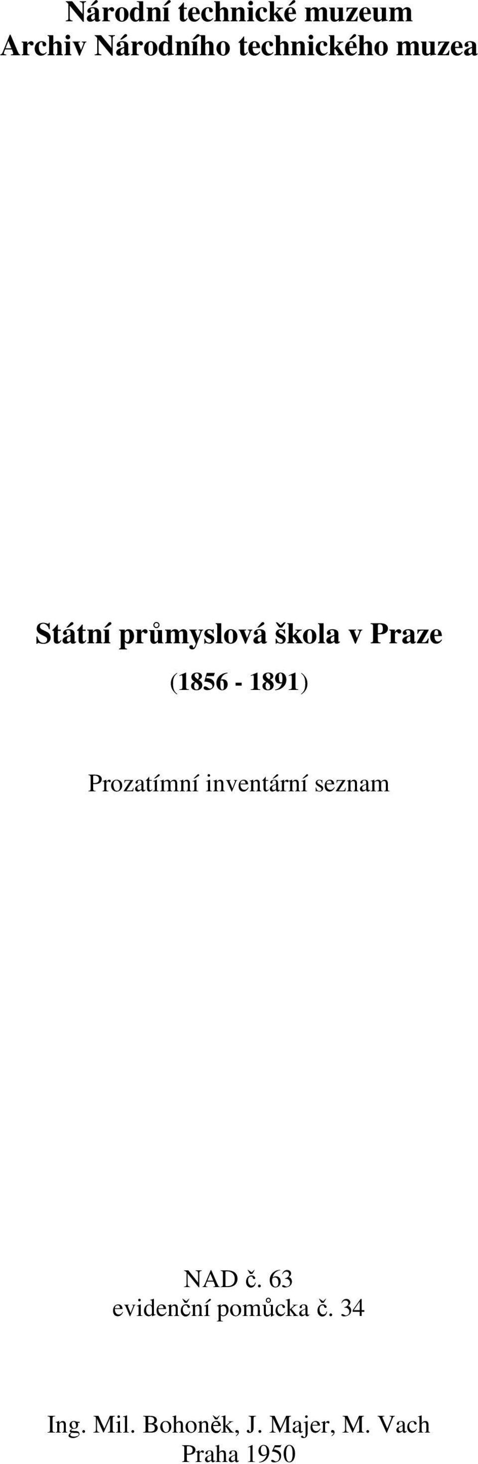 Prozatímní inventární seznam NAD č.