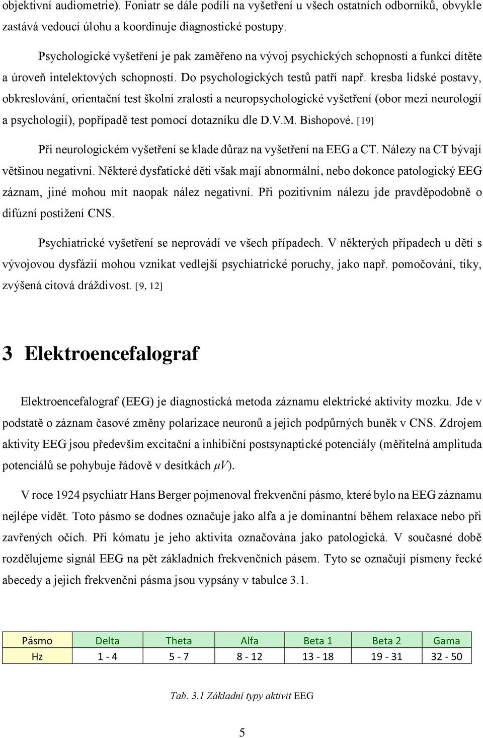 kresba lidské postavy, obkreslování, orientační test školní zralosti a neuropsychologické vyšetření (obor mezi neurologií a psychologií), popřípadě test pomocí dotazníku dle D.V.M. Bishopové.