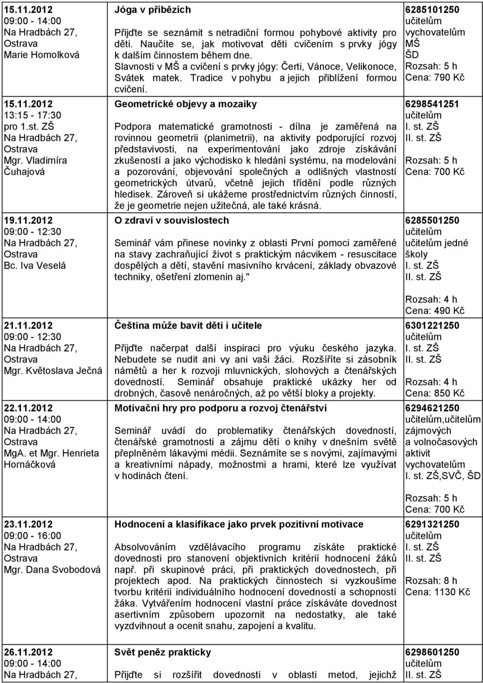 Slavnosti v a cvičení s prvky jógy: Čerti, Vánoce, Velikonoce, Svátek matek. Tradice v pohybu a jejich přiblížení formou cvičení.