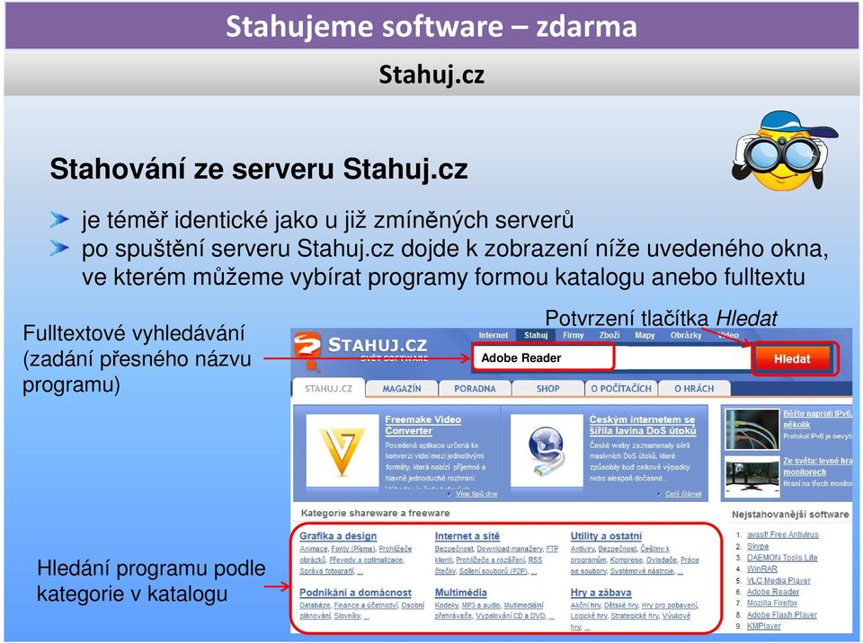 cz dojde k zobrazení níže uvedeného okna, ve kterém můžeme vybírat programy formou