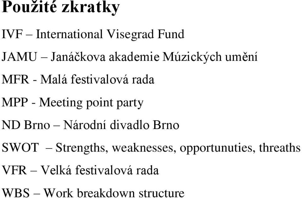 point party ND Brno Národní divadlo Brno SWOT Strengths, weaknesses,