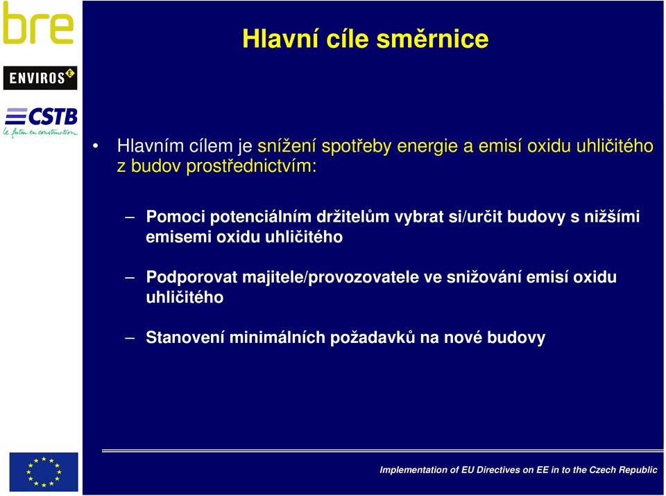 si/určit budovy s nižšími emisemi oxidu uhličitého Podporovat