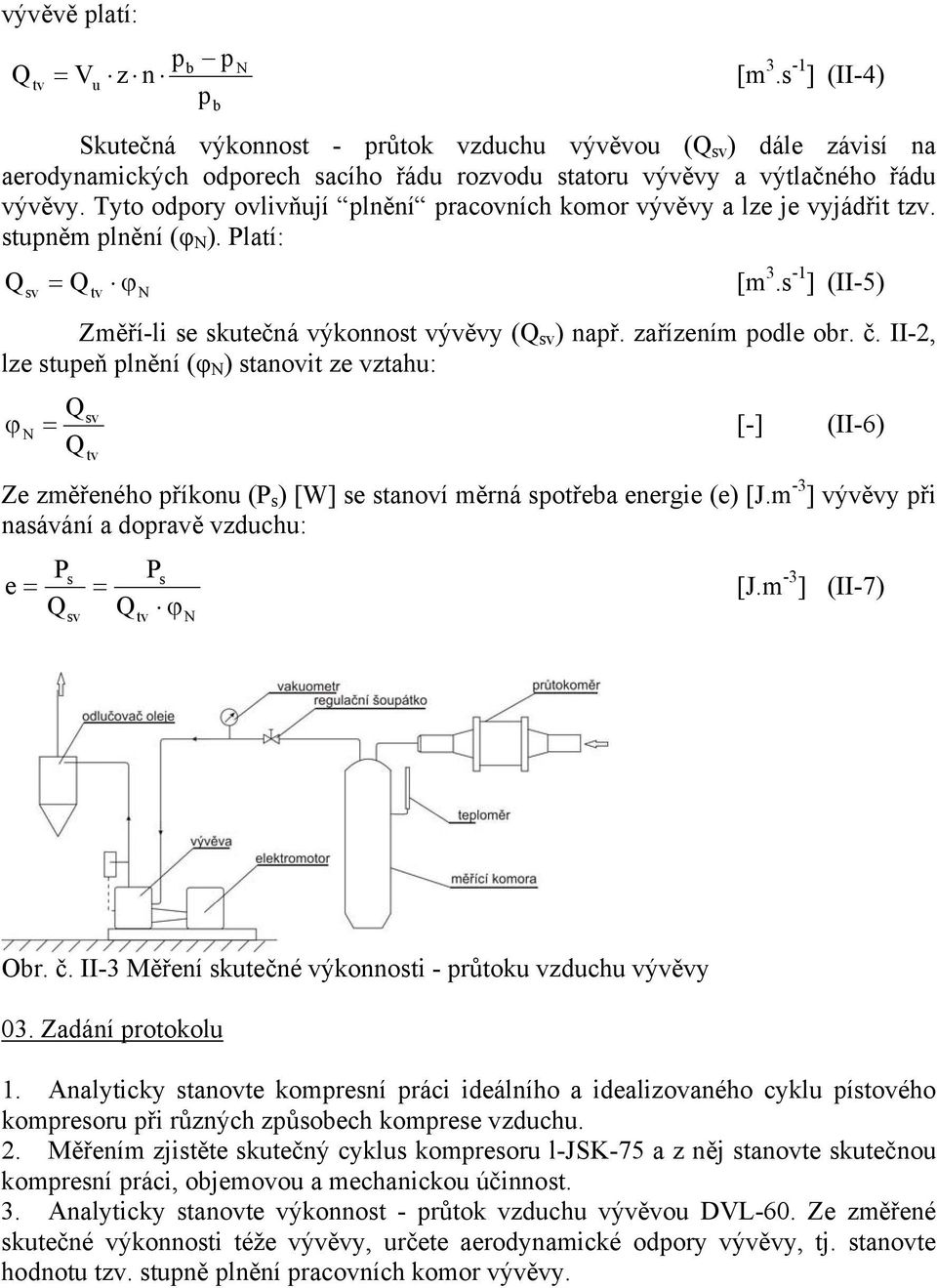 II-, lze stueň lěí (φ N ) staoit ze ztahu: Q s ϕ N = [-] (II-6) Q t Ze změřeého říkou (P s ) [W] se staoí měrá sotřeba eergie (e) [J.m -3 ] ýěy ři asááí a doraě zduchu: e P P s s = = [J.