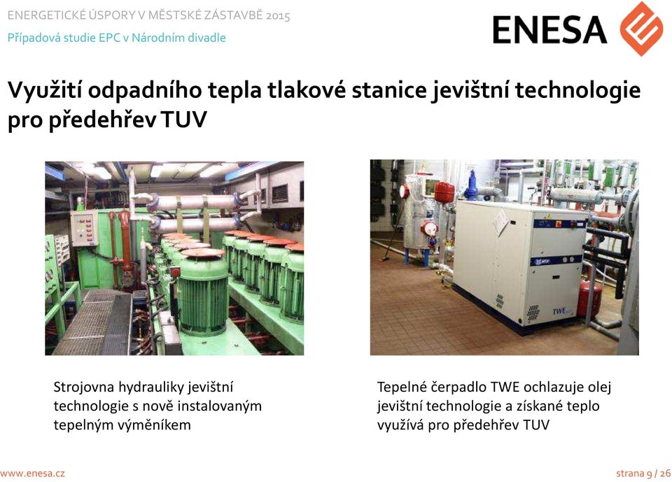 instalovaným tepelným výměníkem Tepelné čerpadlo TWE ochlazuje olej