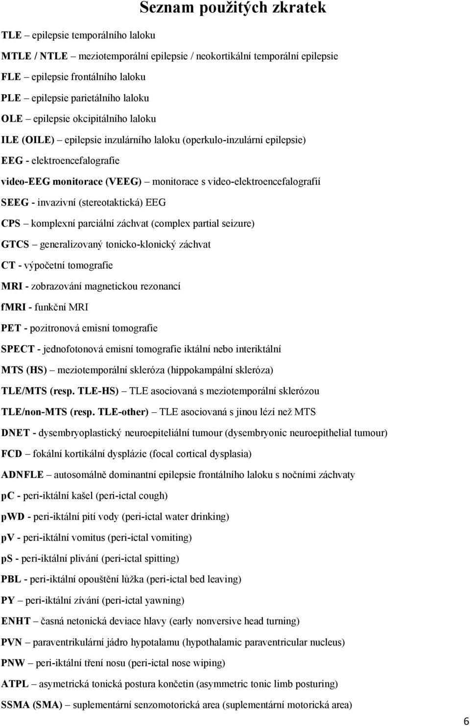 video-elektroencefalografií SEEG - invazivní (stereotaktická) EEG CPS komplexní parciální záchvat (complex partial seizure) GTCS generalizovaný tonicko-klonický záchvat CT - výpočetní tomografie MRI