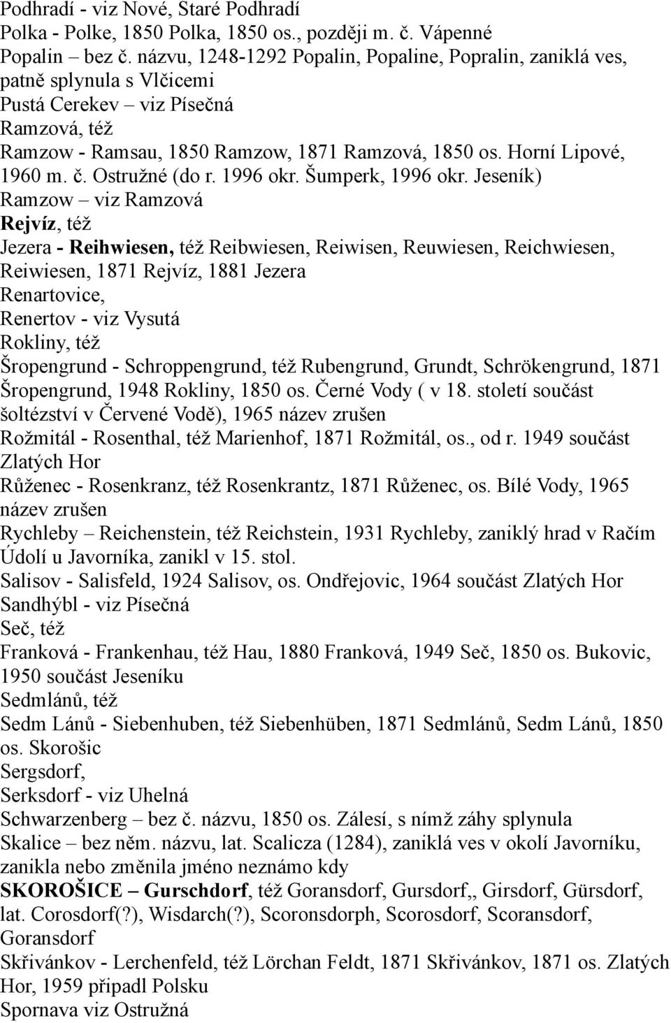 č. Ostružné (do r. 1996 okr. Šumperk, 1996 okr.