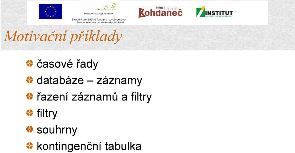 řazení záznamů a filtry