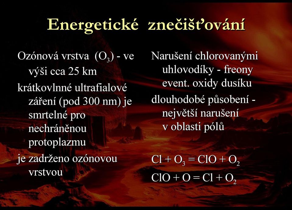 ozónovou vrstvou Narušení chlorovanými uhlovodíky - freony event.