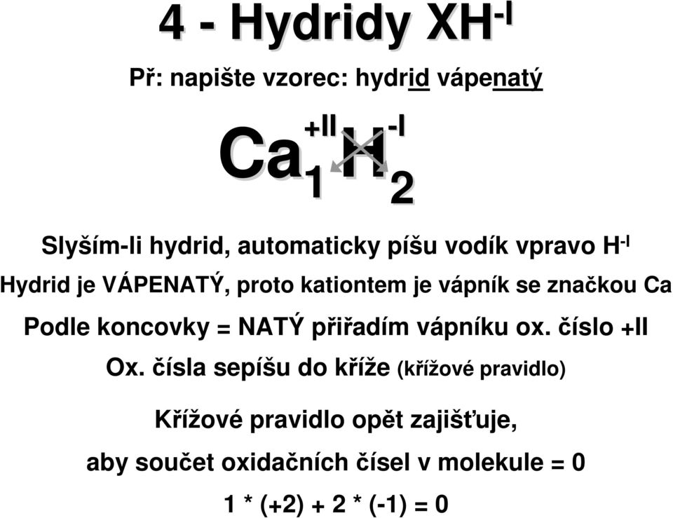 Podle koncovky = NATÝ přiřadím vápníku ox. číslo +II 2 Ox.