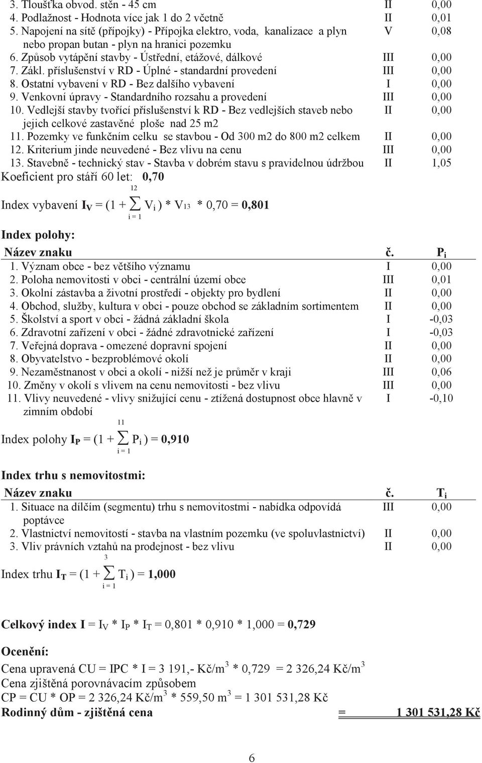 píslušenství v RD - Úplné - standardní provedení III 0,00 8. Ostatní vybavení v RD - Bez dalšího vybavení I 0,00 9. Venkovní úpravy - Standardního rozsahu a provedení III 0,00 10.