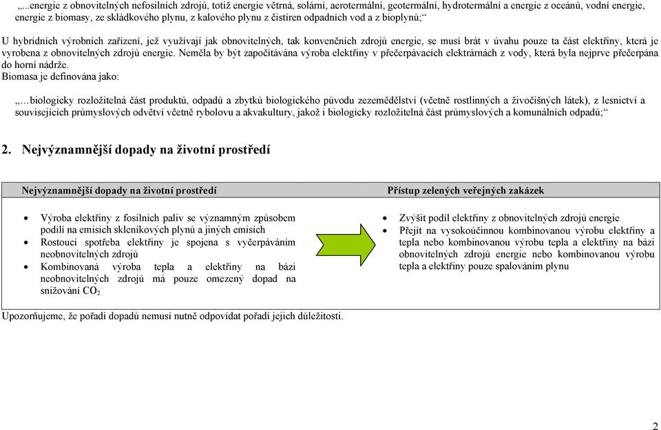 která je vyrobena z obnovitelných zdrojů energie. Neměla by být započítávána výroba elektřiny v přečerpávacích elektrárnách z vody, která byla nejprve přečerpána do horní nádrže.