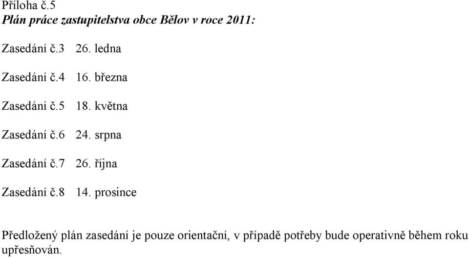 srpna Zasedání č.7 26. října Zasedání č.8 14.