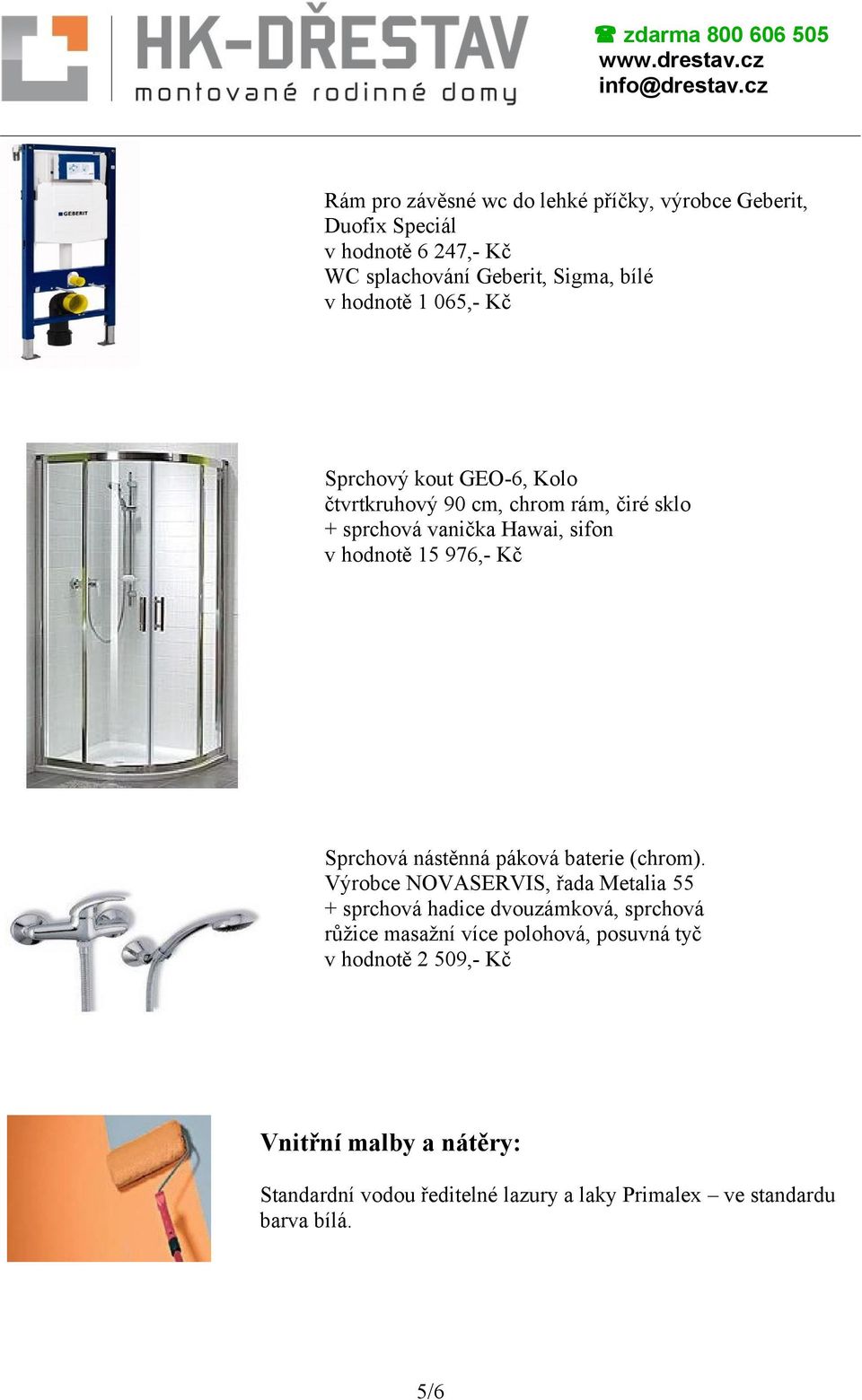Sprchová nástěnná páková baterie (chrom).