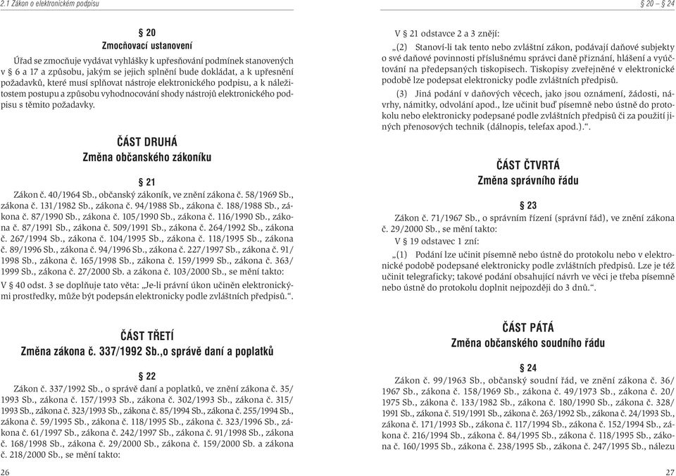 ÈÁST DRUHÁ Zmìna obèanského zákoníku 21 Zákon è. 40/1964 Sb., obèanský zákoník, ve znìní zákona è. 58/1969 Sb., zákona è. 131/1982 Sb., zákona è. 94/1988 Sb., zákona è. 188/1988 Sb., zákona è. 87/1990 Sb.