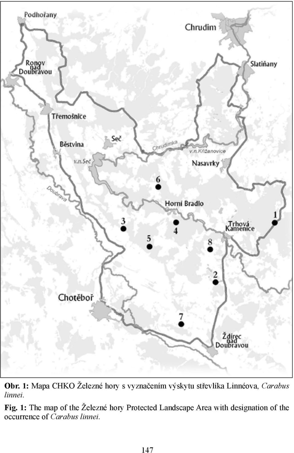 1: The map of the Železné hory Protected Landscape