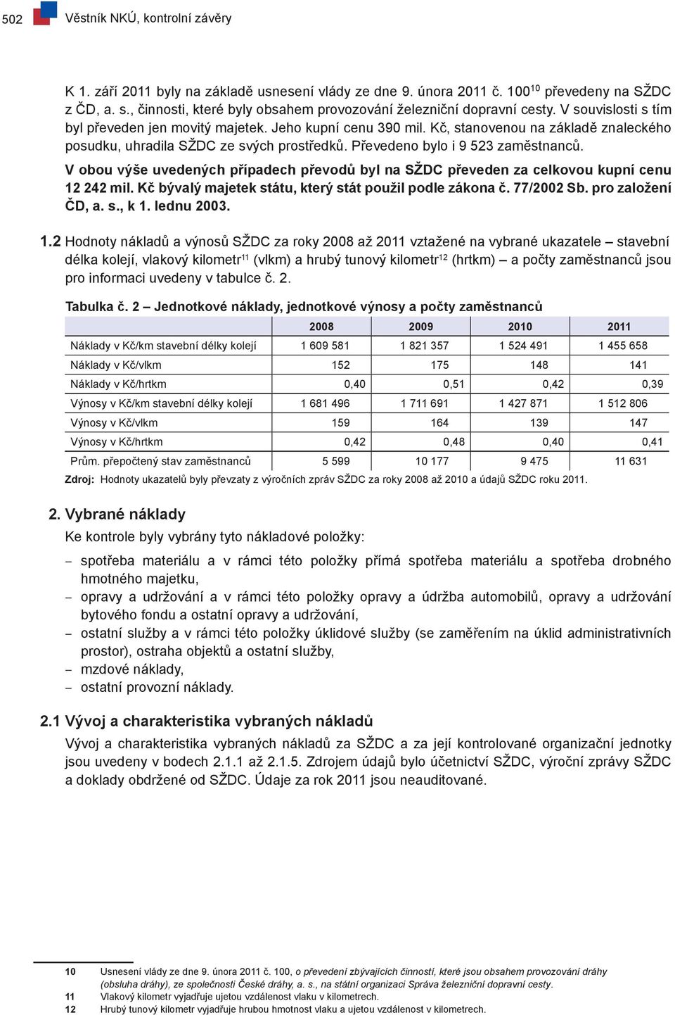 Kč, stanovenou na základě znaleckého posudku, uhradila SŽDC ze svých prostředků. Převedeno bylo i 9 523 zaměstnanců.