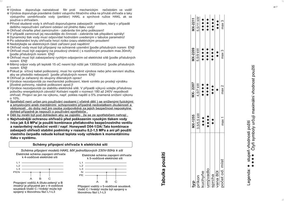 Přívd studené vdy k hřívači dpručujeme zabezpečit ventilem, který v případě delšíh nepužívání zařízení dstaví d plnéh tlaku vdy! Ohřívač chraňte před zamrznutím - zabráníte tím jeh pškzení!