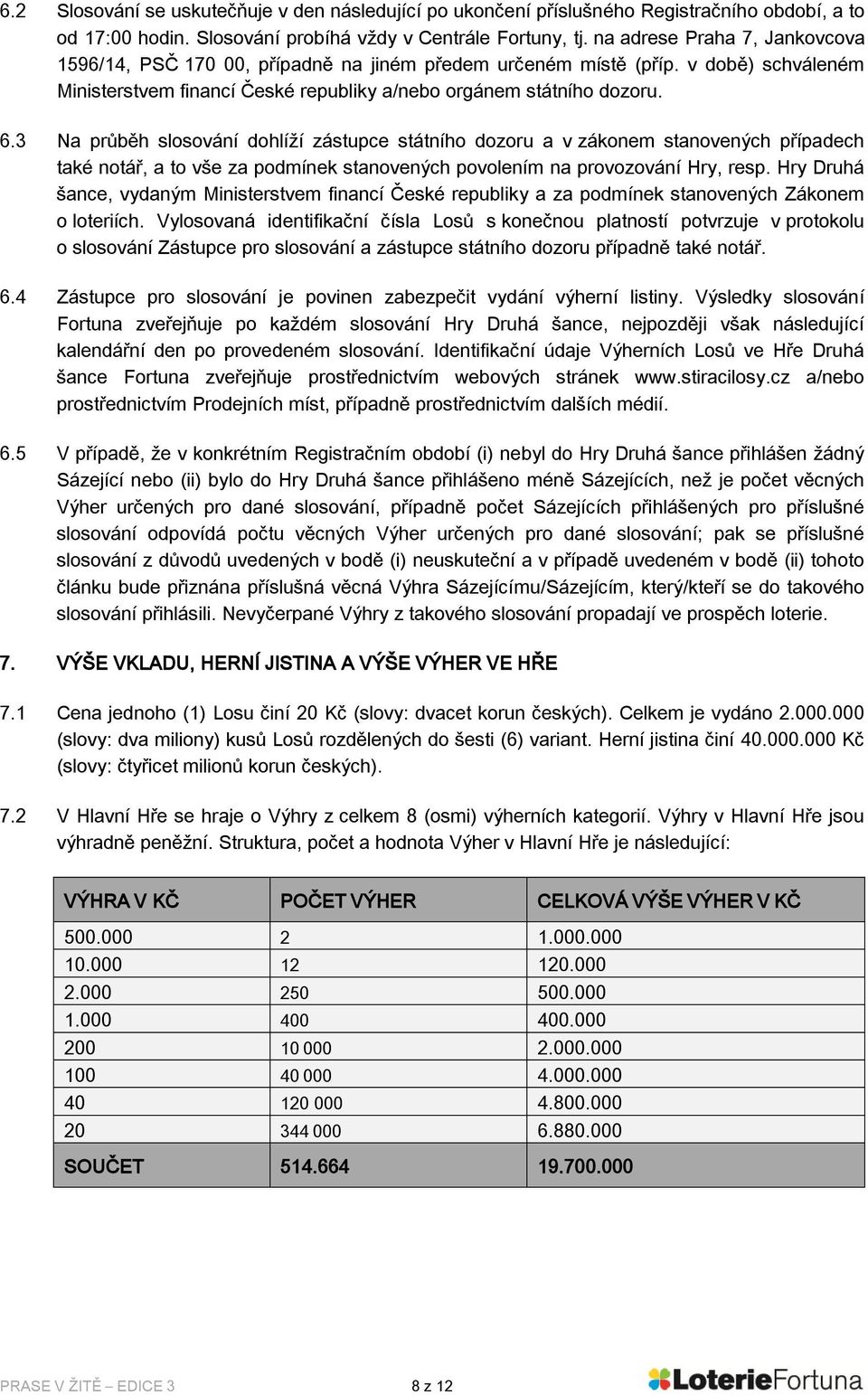 3 Na průběh slosování dohlíží zástupce státního dozoru a v zákonem stanovených případech také notář, a to vše za podmínek stanovených povolením na provozování Hry, resp.