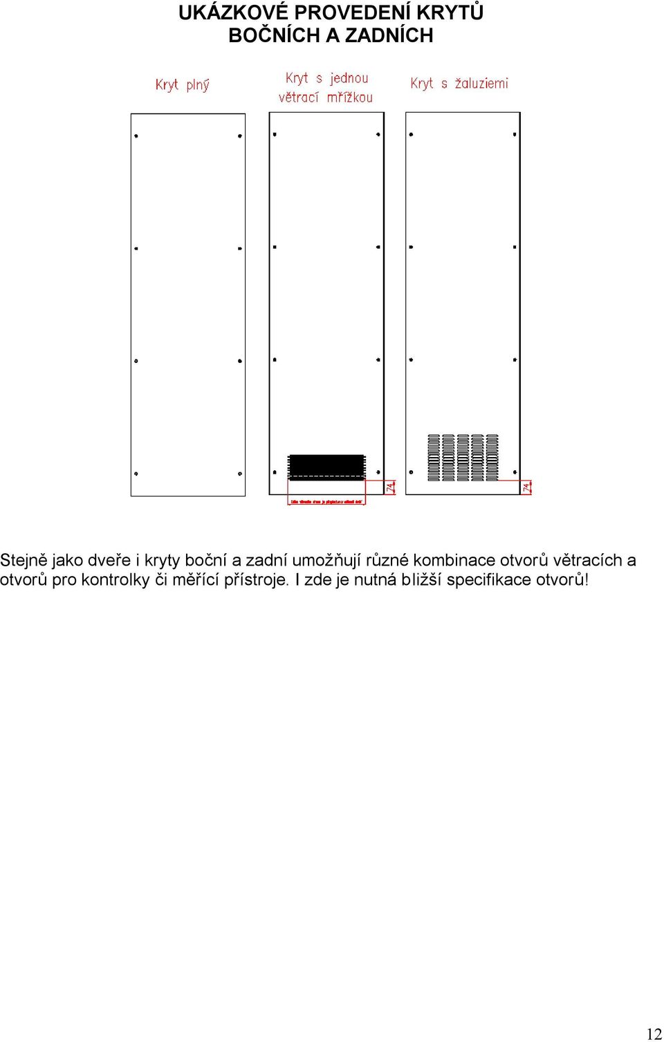 kombinace otvorů větracích a otvorů pro kontrolky či