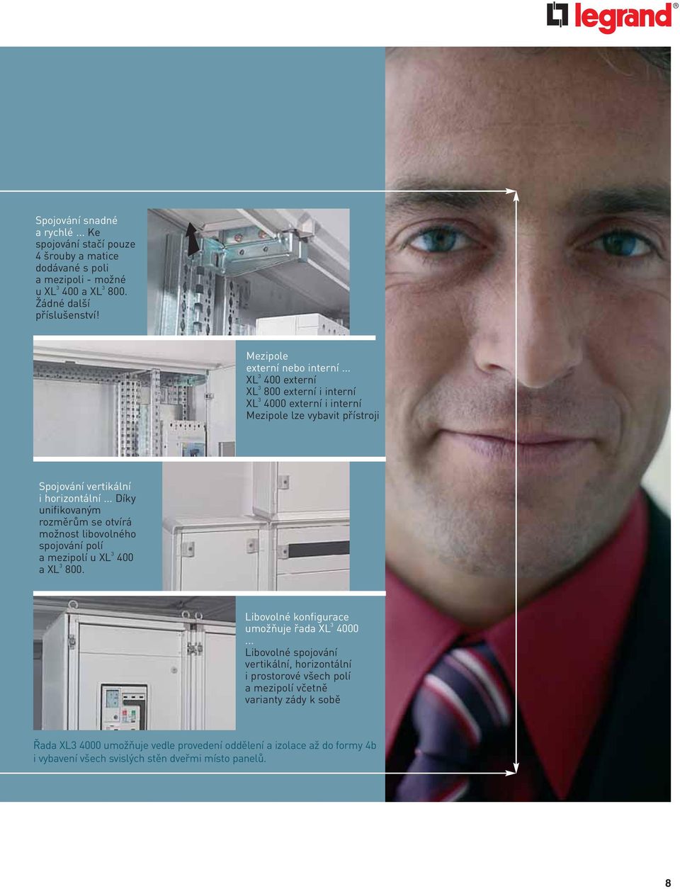 .. Díky unifikovaným rozměrům se otvírá možnost libovolného spojování polí a mezipolí u XL 3 400 a XL 3 800. Libovolné konfigurace umožàuje řada XL 3 4000.