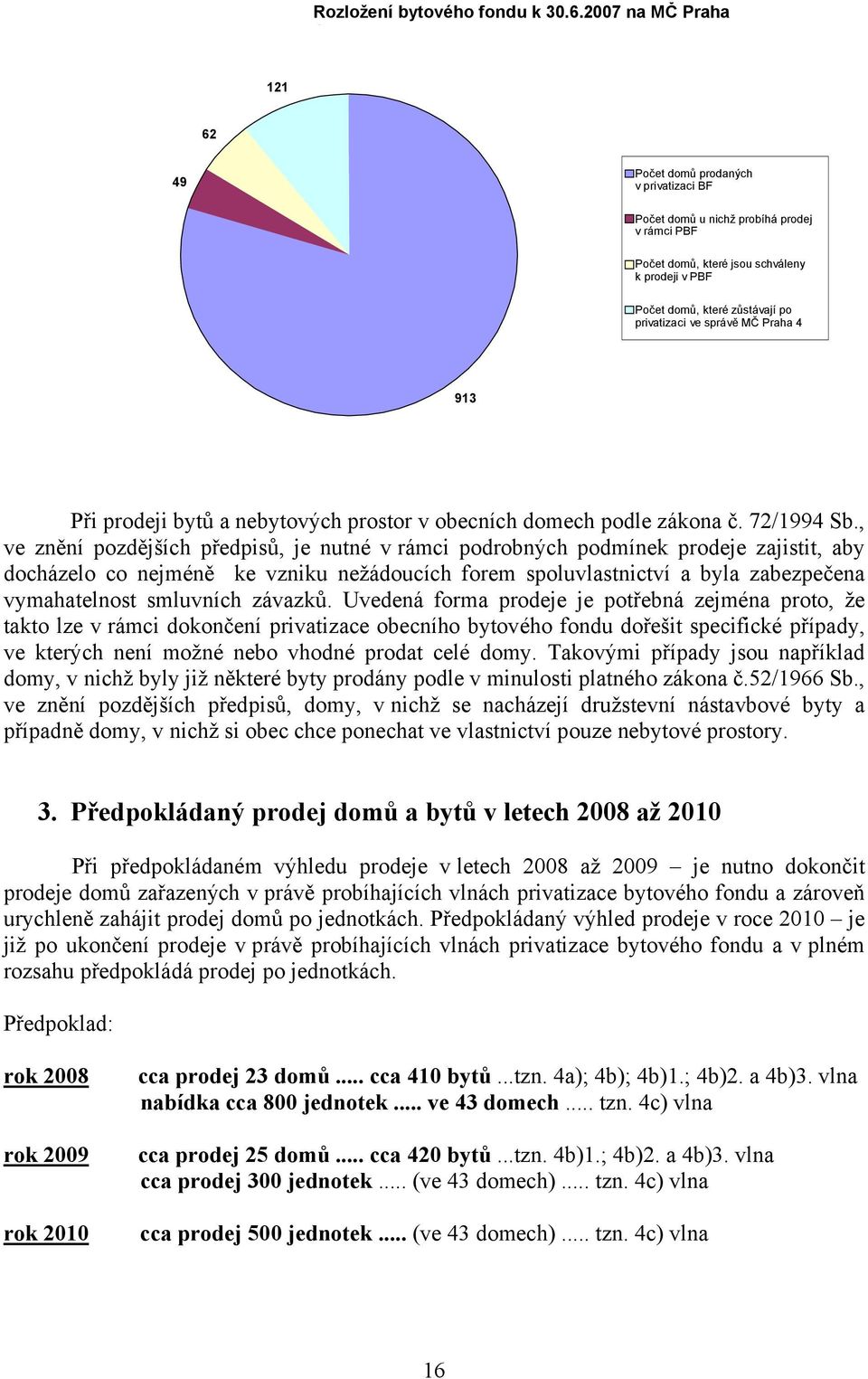 privatizaci ve správě MČ Praha 4 913 Při prodeji bytů a nebytových prostor v obecních domech podle zákona č. 72/1994 Sb.