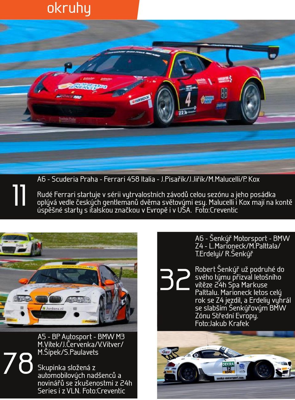 Malucelli i Kox mají na kontě úspěšné starty s italskou značkou v Evropě i v USA. Foto:Creventic A6 - Šenkýř Motorsport - BMW Z4 - L.Marioneck/M.Palttala/ T.Erdelyi/ R.