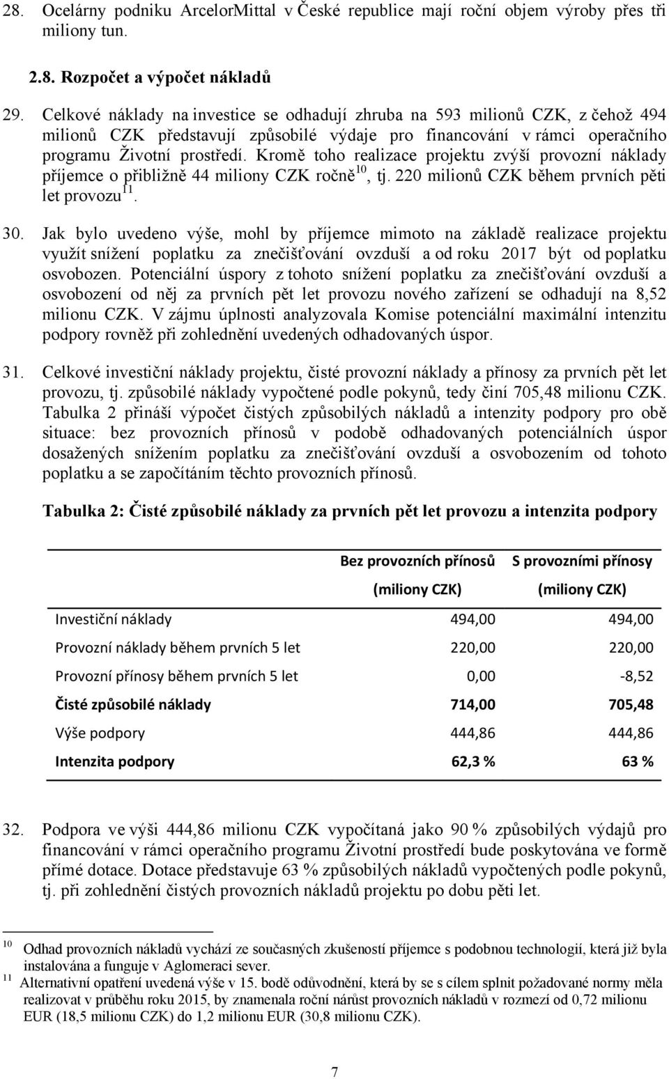 Kromě toho realizace projektu zvýší provozní náklady příjemce o přibližně 44 miliony CZK ročně 10, tj. 220 milionů CZK během prvních pěti let provozu 11. 30.