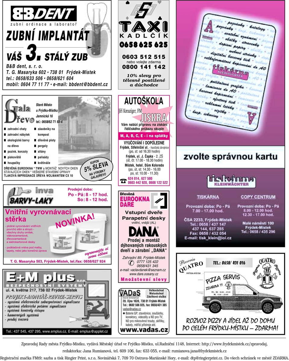 konzoly pískoviště houpačky Staré Město u Frýdku-Místku Jamnická 16 tel.