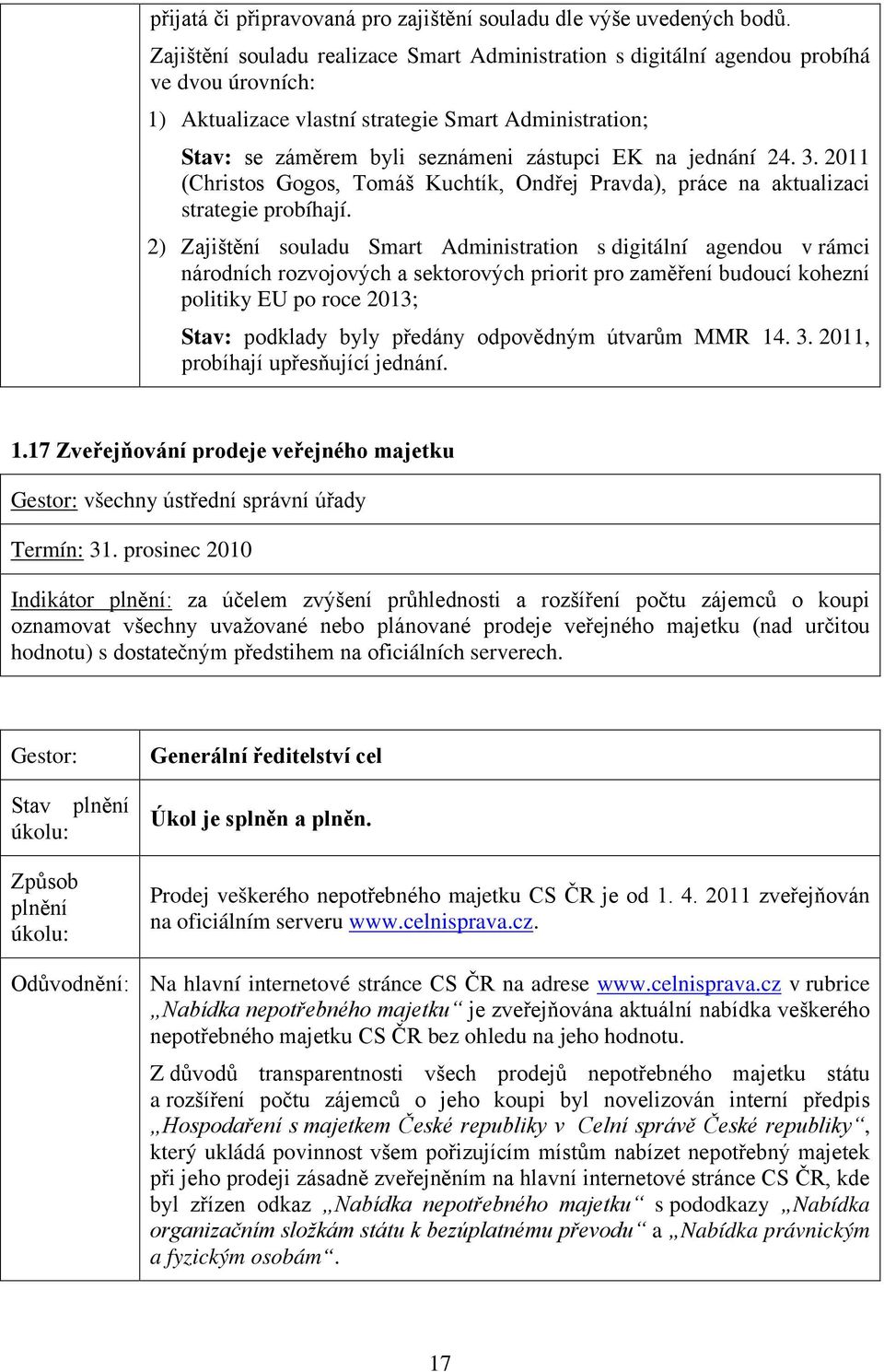 jednání 24. 3. 2011 (Christos Gogos, Tomáš Kuchtík, Ondřej Pravda), práce na aktualizaci strategie probíhají.