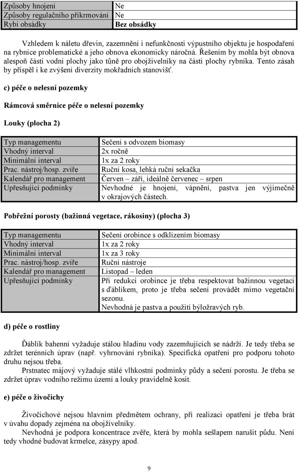 Tento zásah by přispěl i ke zvýšení diverzity mokřadních stanovišť.