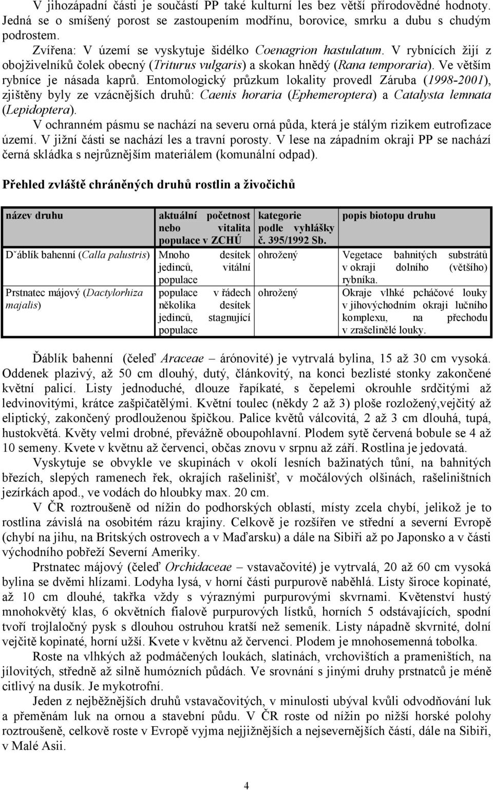 Entomologický průzkum lokality provedl Záruba (1998-2001), zjištěny byly ze vzácnějších druhů: Caenis horaria (Ephemeroptera) a Catalysta lemnata (Lepidoptera).