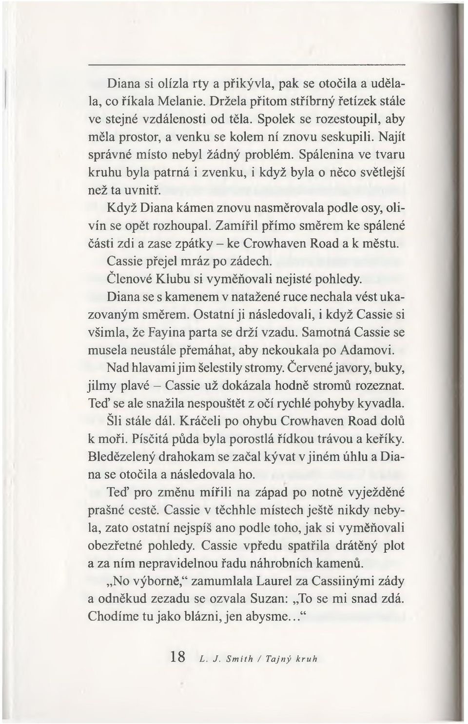 Spálenina ve tvaru kruhu byla patrná i zvenku, i když byla o něco světlejší než ta uvnitř. Když Diana kámen znovu nasměrovala podle osy, olivín se opět rozhoupal.