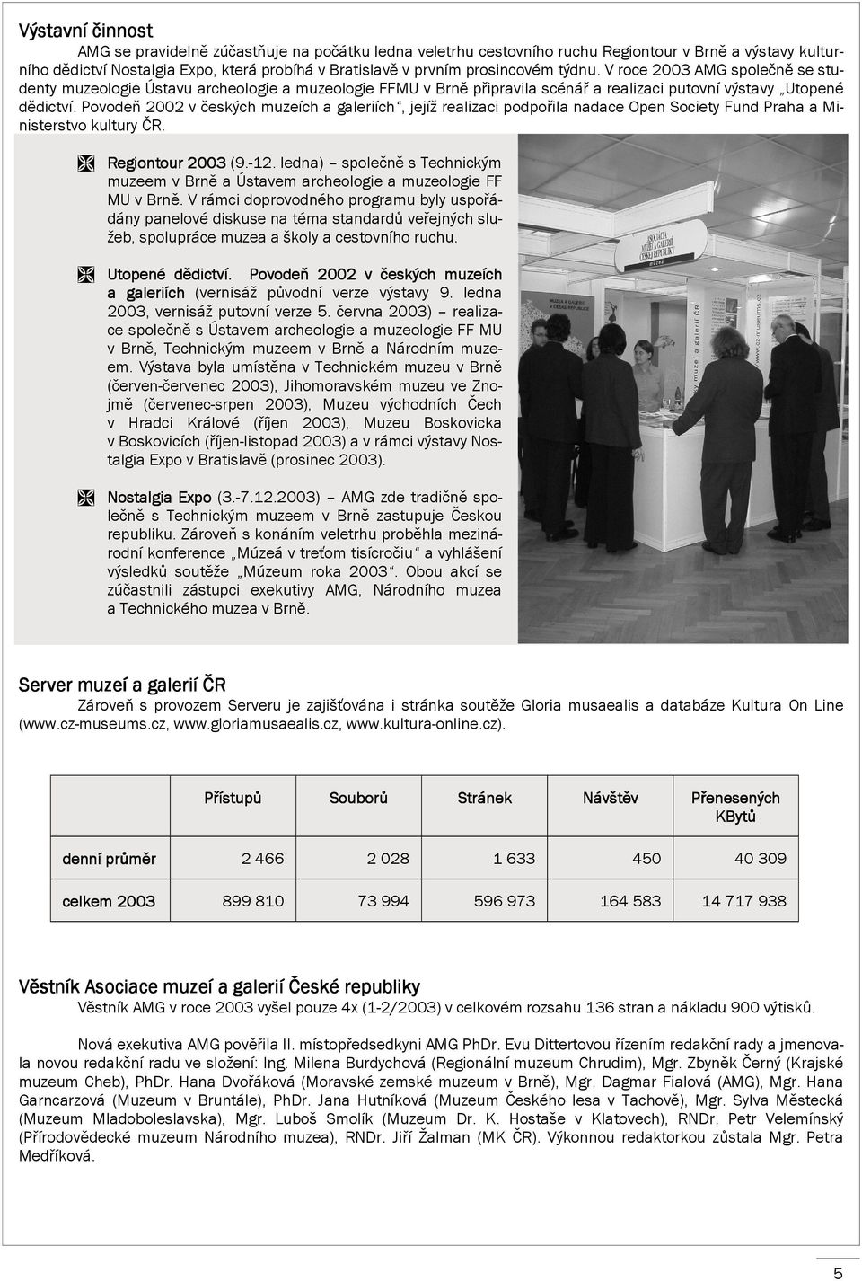 Povodeň 2002 v českých muzeích a galeriích, jejíž realizaci podpořila nadace Open Society Fund Praha a Ministerstvo kultury ČR. Regiontour 2003 (9.-12.