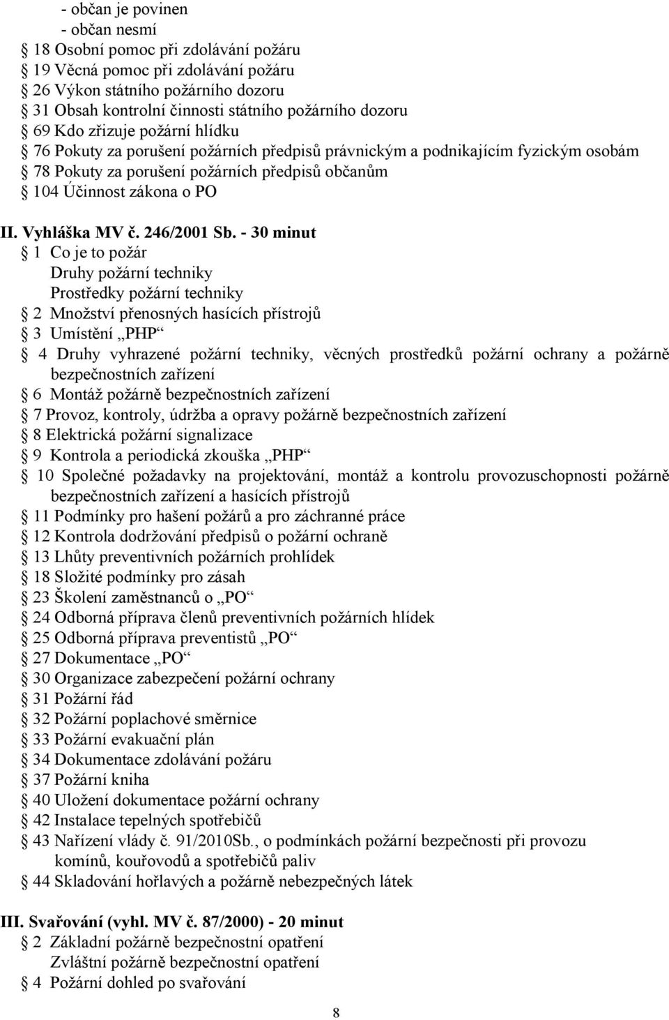 Vyhláška MV č. 246/2001 Sb.