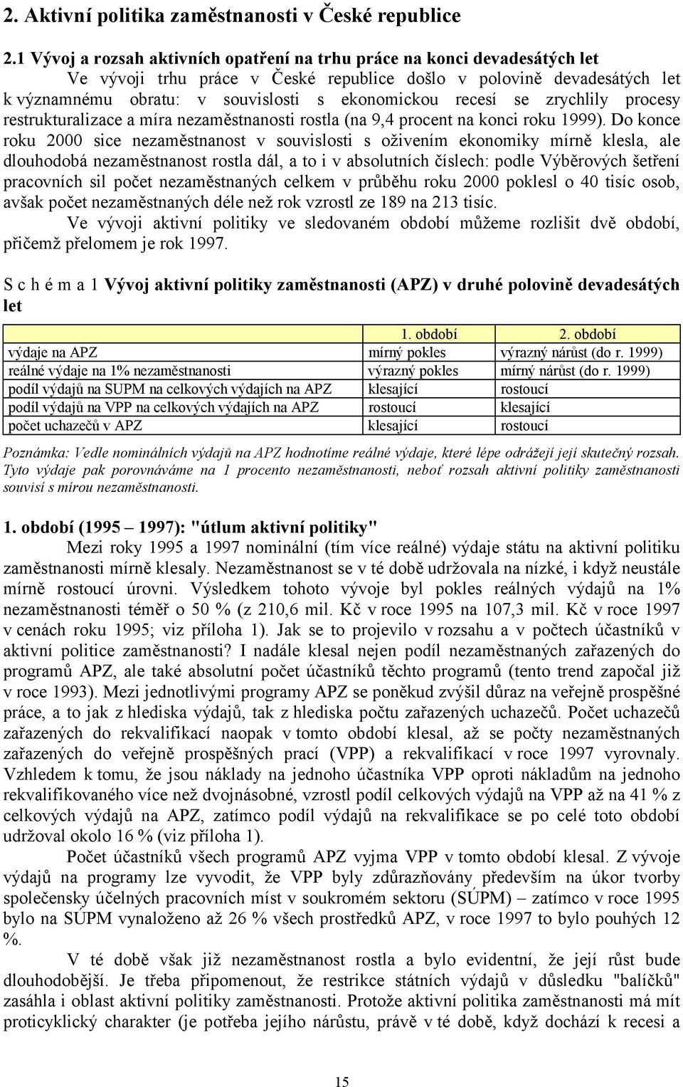 recesí se zrychlily procesy restrukturalizace a míra nezaměstnanosti rostla (na 9,4 procent na konci roku 1999).
