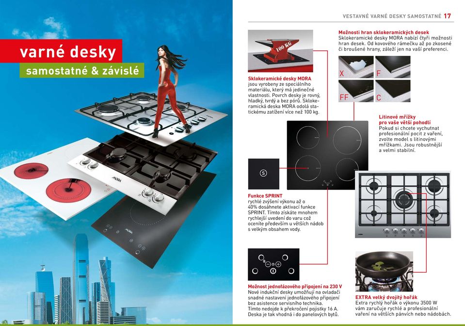 Možnosti hran sklokeramických desek Sklokeramické desky MORA nabízí čtyři možnosti hran desek. Od kovového rámečku až po zkosené či broušené hrany, záleží jen na vaší preferenci.