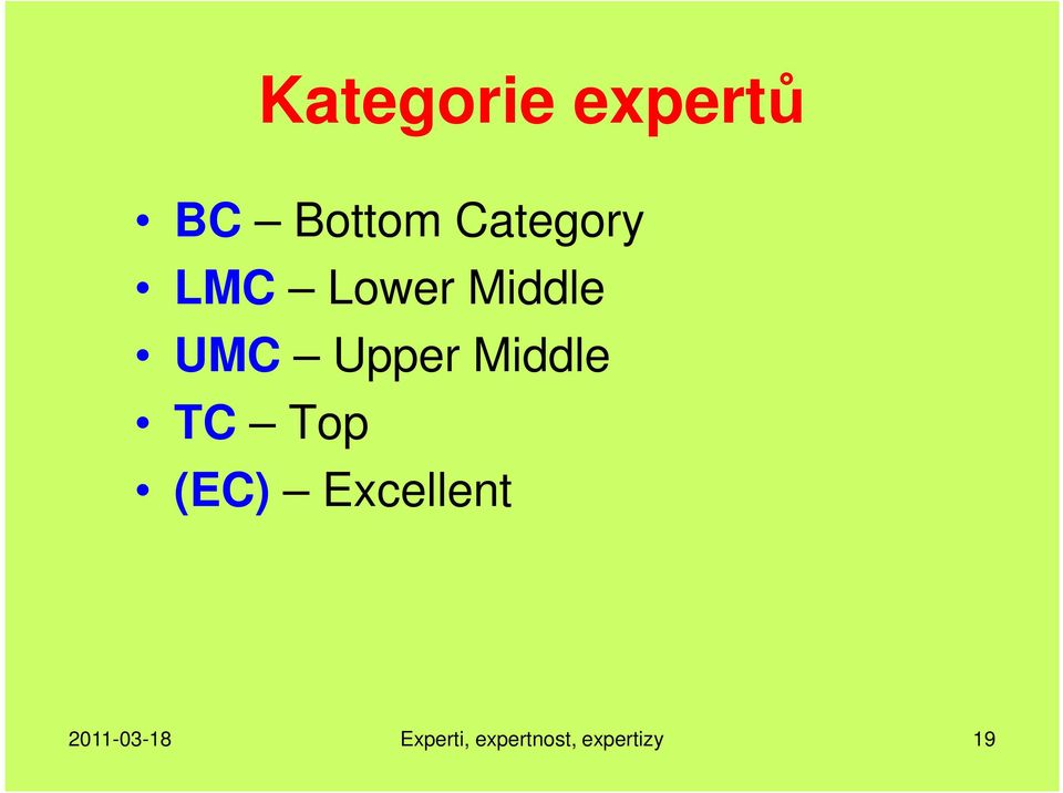 Upper Middle TC Top (EC) Excellent