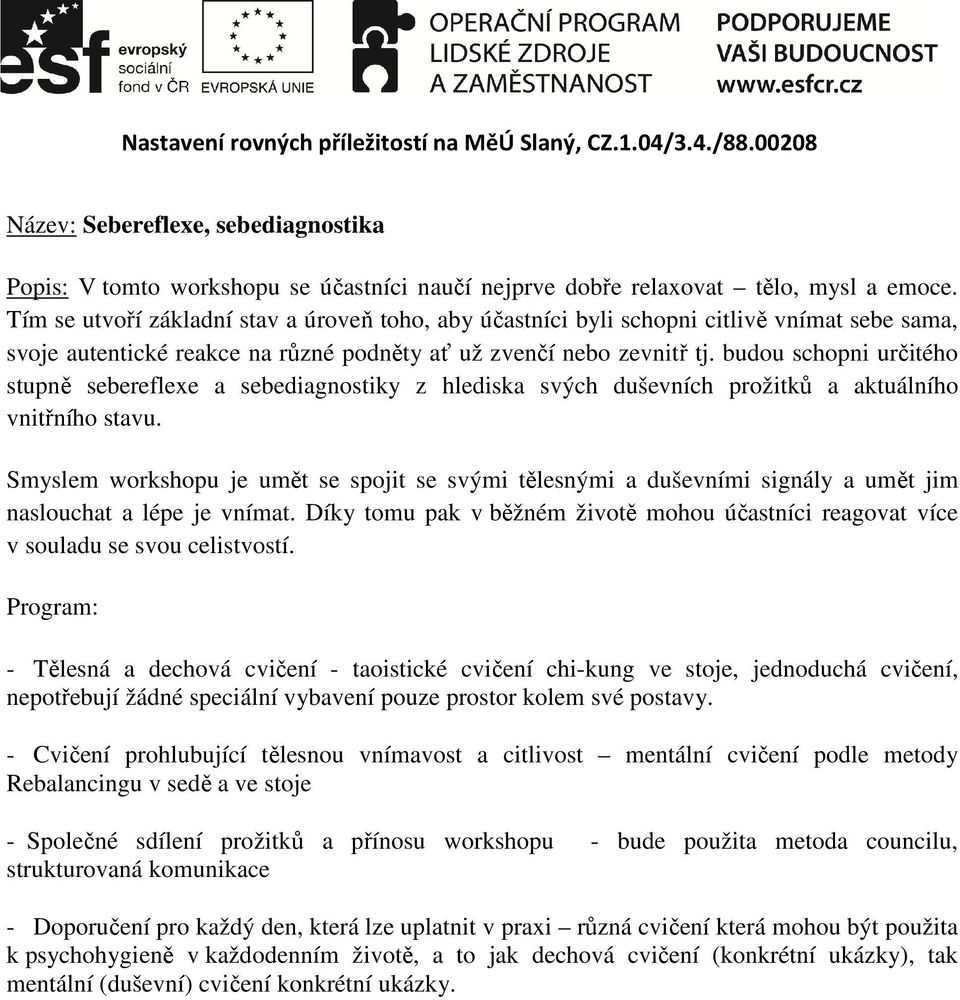 budou schopni určitého stupně sebereflexe a sebediagnostiky z hlediska svých duševních prožitků a aktuálního vnitřního stavu.