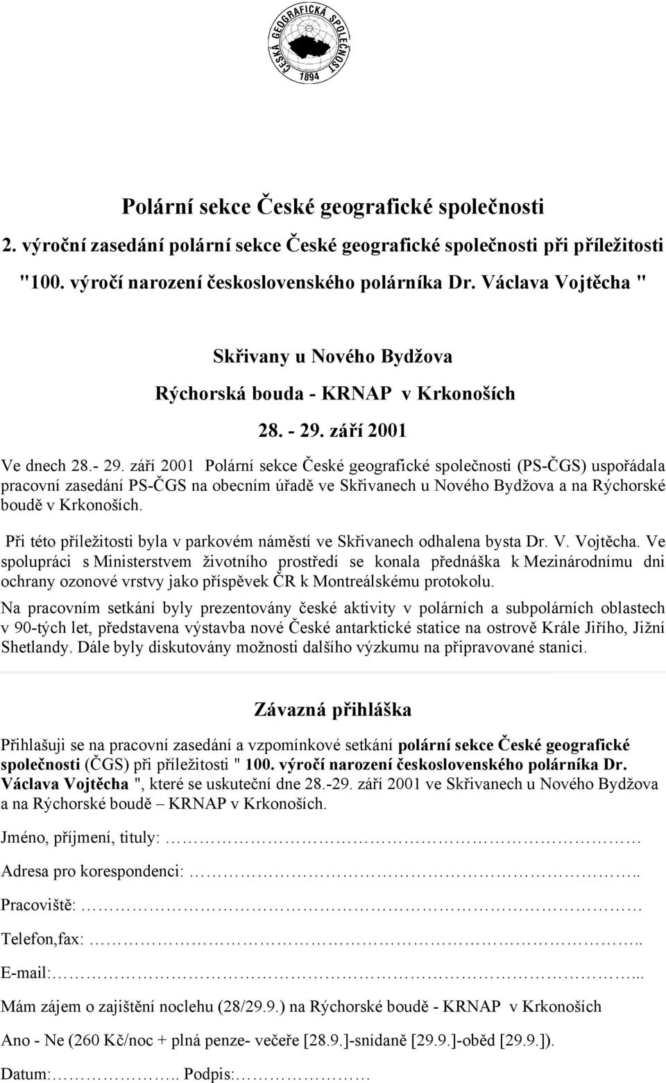 září 2001 Ve dnech 28.- 29.