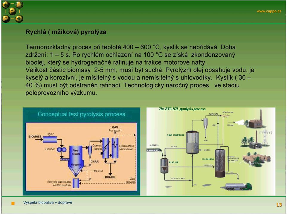 Velikost částic biomasy 2-5 mm, musí být suchá.