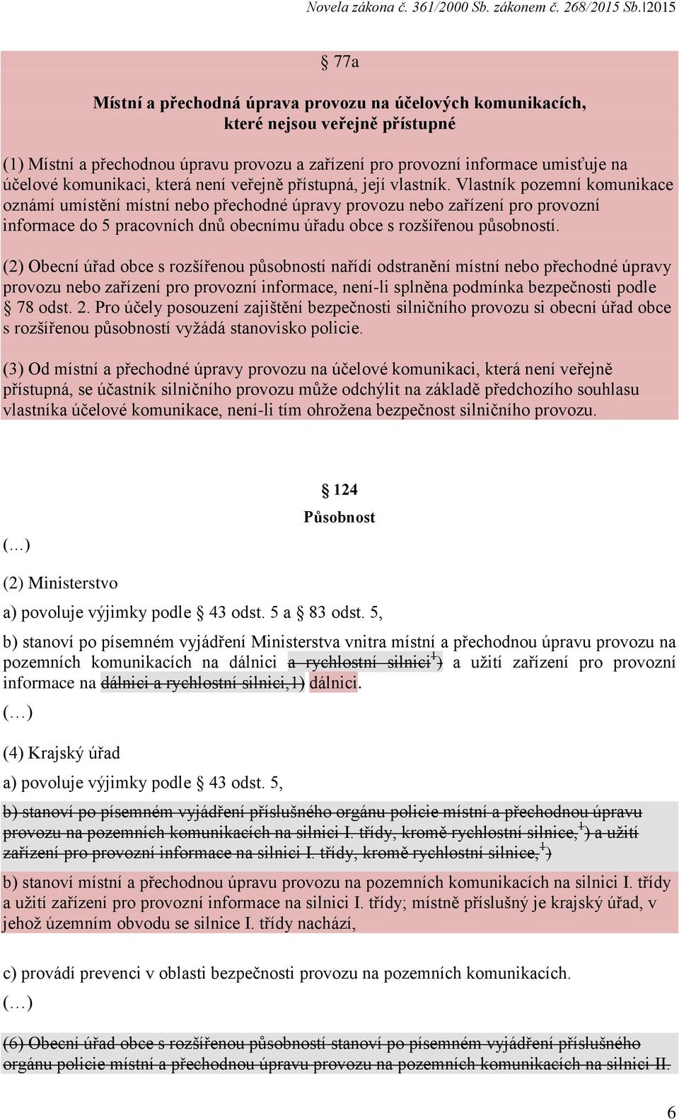 Vlastník pozemní komunikace oznámí umístění místní nebo přechodné úpravy provozu nebo zařízení pro provozní informace do 5 pracovních dnů obecnímu úřadu obce s rozšířenou působností.