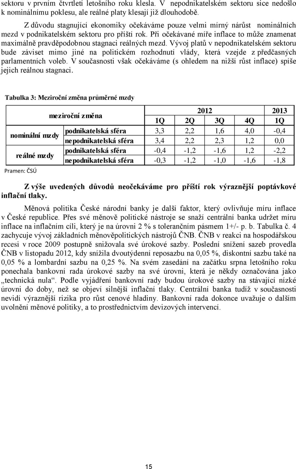 Při očekávané míře inflace to může znamenat maximálně pravděpodobnou stagnaci reálných mezd.